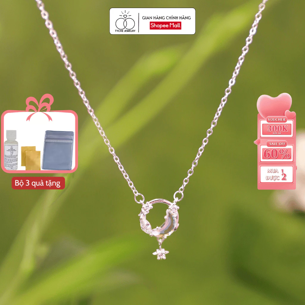 Dây Chuyền Bạc Nữ Tyche Ocean Nạm Đá, Chốt Khóa Cao Cấp Trẻ Trung Phù Hợp Đeo Đi Học, Đi Chơi, Đi Làm TYCHE JEWELRY