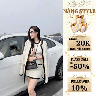  Váy len body nữ NÀNG_STYLE sát nách mĩ viền đen phối áo choàng xinh xắn đi dạo phố chụp ảnh BL1930 