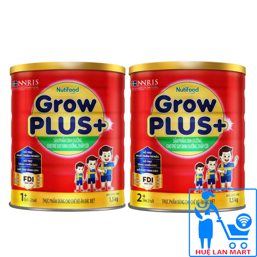 Sữa Bột Nutifood Grow Plus+ Suy Dinh Dưỡng (Đỏ) Số 1+/ 2+ (Lon 1.5kg)