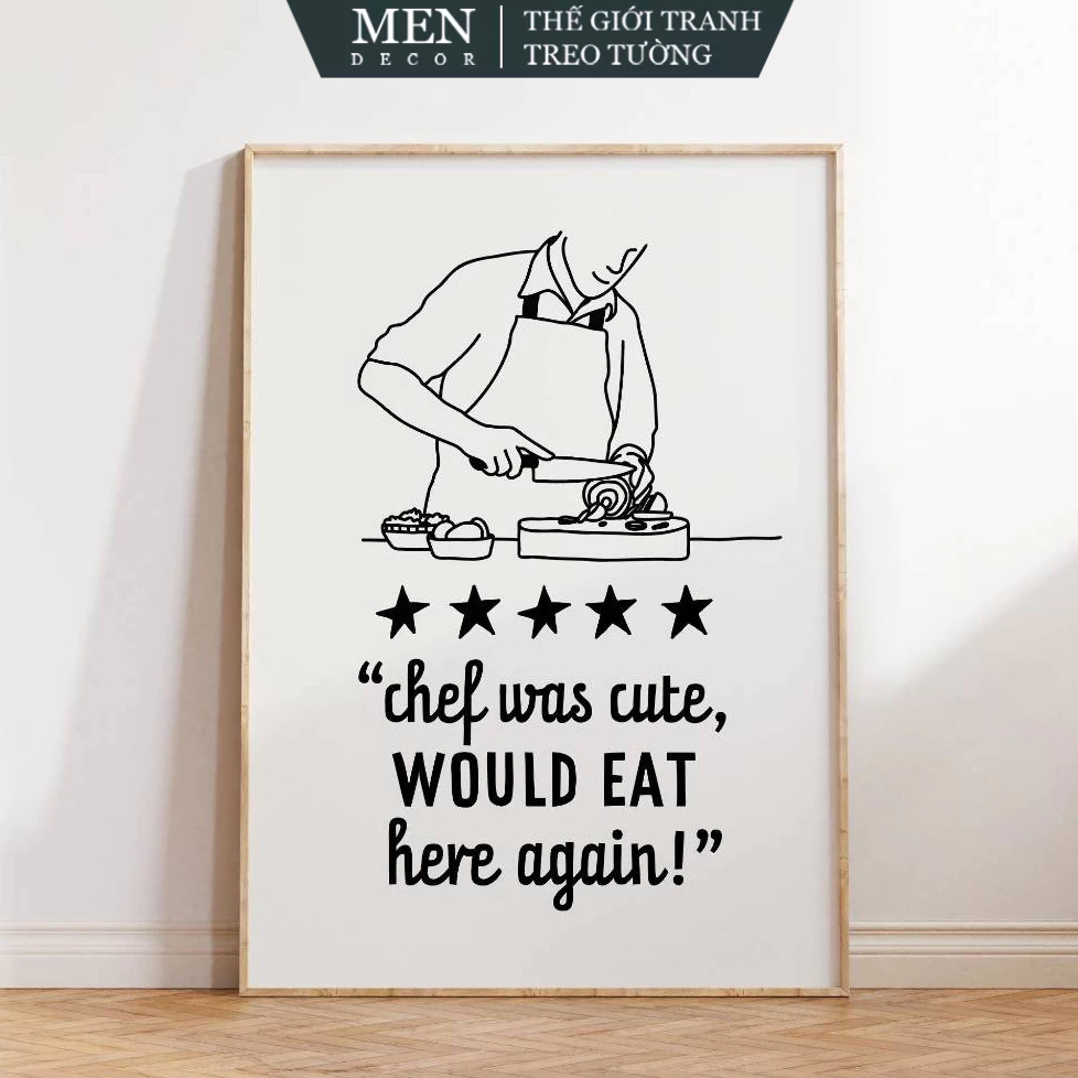 Tranh treo tường, Cute Kitchen Wall Decor, Chef Was Cute, Cute Cooking Art, Funny Wall Art, Playful 