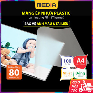 Giấy Ép Plastic A4 Media Khổ 21.5 x 32cm (A4) Dày 80 Micro 100 Tờ, Màng Plastic A4 Màng Ép Nhựa