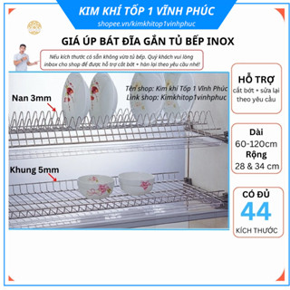 Giá khay kệ để úp bát đĩa chén ly inox gắn tủ bếp đủ cỡ