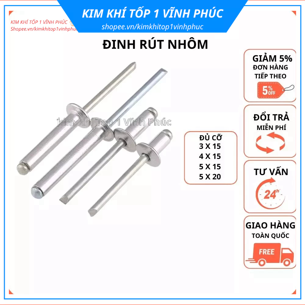 Đinh rút, đinh rút rive nhôm