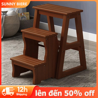 SUNNY BIERE Ghế thắp nhang 3 bậc xếp gọn, gỗ cao su cao 85cm - Ghế thang đa năng xếp gọn