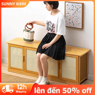 SUNNY BIERE Tủ giày thông minh cửa lùa cửa gấp gỗ tre tự nhiên kệ giày gỗ sơn bóng chống nước, mối mọt cao cấp