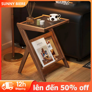 SUNNY BIERE Bàn Cà Phê Thiết Kế Sang Trọng Bàn Trà Phong Cách Cổ Điển Hàng Bàn Tre Tự Nhiên Mặt Kính Phê Mini Chất Liệu