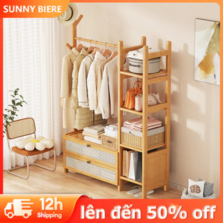 SUNNY BIERE Giá treo áo khoác Tủ quần áo gỗ trequần áo Giá treo đồ treo quần áo Kệ để đồ có ngăn kéo Tủ