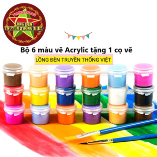 Bộ 6 màu vẽ Acrylic tặng 1 cọ vẽ - Màu Acrylic Mini Vẽ Áo, Tô Tượng, Vẽ 3D, Giày, Thủy Tinh, Gỗ