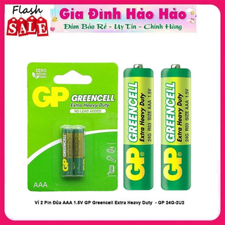 [CLEARANCE SALE 10K] Vỉ 2 Pin Đũa AAA 1.5V GP Greencell Extra Heavy Duty - GP 24G-2U2