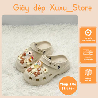  Dép sục cho bé gái đế bánh mỳ cao 3cm dép cross trẻ em TẶNG kèm sticker dễ thương  317  
