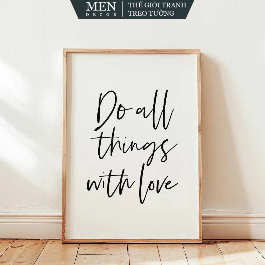 Tranh treo tường, Do All Things with Love,Inspirational Quote Wall Art,Teen Girl Room, Motivational 