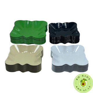 Đĩa nhựa phíp vuông bèo nhựa Việt nhật 1251,1252 đen, nâu, xanh, trắng đựng hướng dương nem chua rán