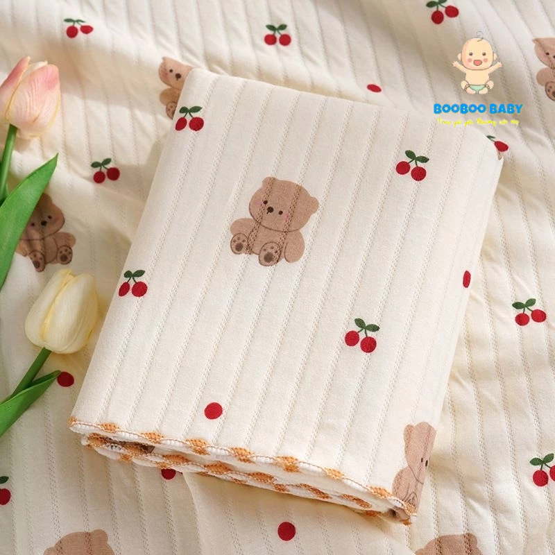 Chăn đắp, choàng ủ, chăn quấn bé chất COTTON TRẦN DỆT KIM thoáng mát, mềm mịn  BB12
