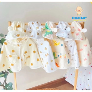 Áo Choàng KÈM KÍNH Chống Nắng Cho Bé Vải Xô Muslin/ĐŨI GÂN Hàn Chống Bụi Có Cúc Bấm Tháo Rời (0-4 tuổi) BB241
