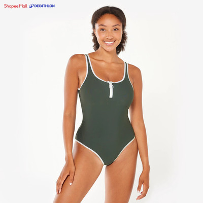 Đồ bơi một mảnh nữ có khóa kéo DECATHLON 100 Heva Joy xanh lá mã 8903299