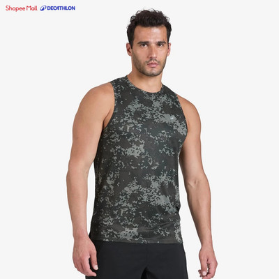 Áo thun không tay thể thao nam thoáng khí DECATHLON Khaki mã 8912641