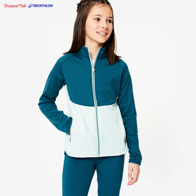 Áo khoác thể thao bé gái DECATHLON S500 xanh dương/xanh lá mã 8902108