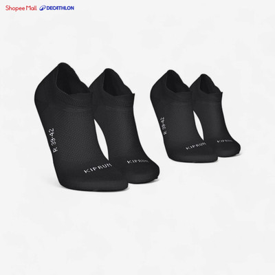 Gói 2 đôi tất chạy bộ mỏng DECATHLON Run 500 đen mã 8810965
