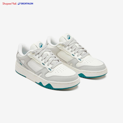 Giày thể thao nữ DECATHLON CJ80 xám/trắng/xanh lá mã 8803375