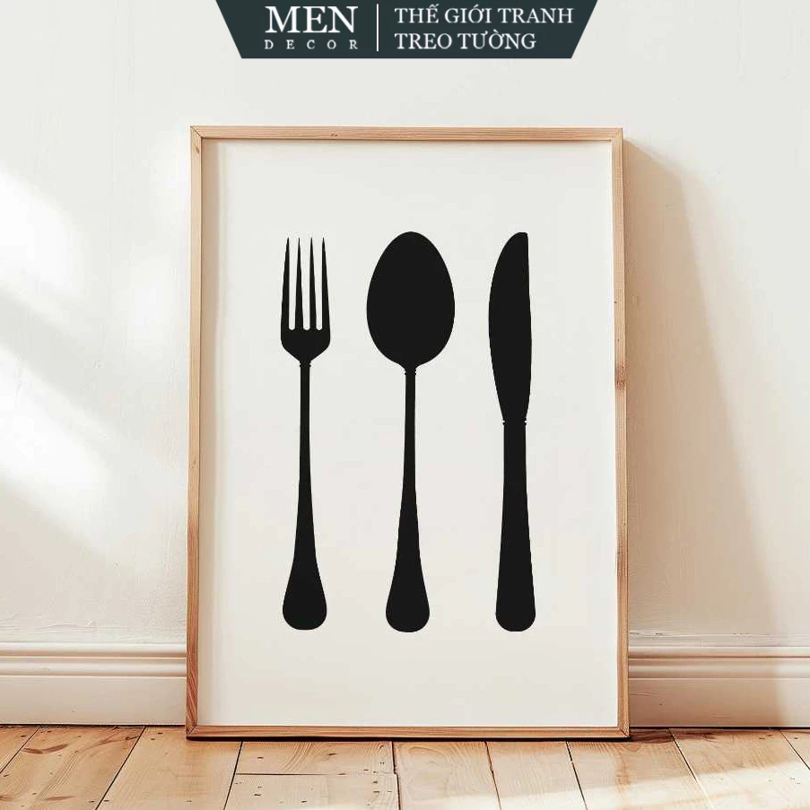 Tranh treo tường, Kitchen Utensil Wall Art, Scandinavian Cutlery Art for Dining Room Decor, Minimali