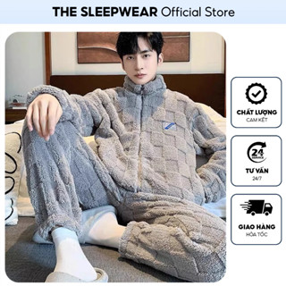 Bộ Đồ Ngủ  Lông Cừu San Hô hai mặt  - Đồ Bộ mặc nhà mùa đông cho nam  -Mới nhất 2025