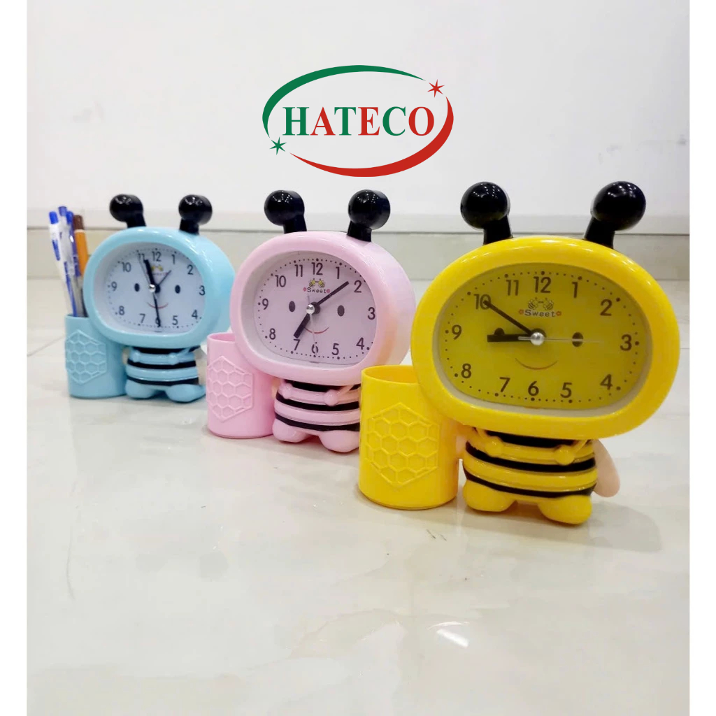 ĐỒNG HỒ  BÁO THỨC ĐỂ BÀN CHO BÉ - ĐỒNG HỒ ĐỂ BÀN HÌNH CON ONG - ĐỒNG HỒ CẮM BÚT CÓ CHUÔNG BÁO THỨC