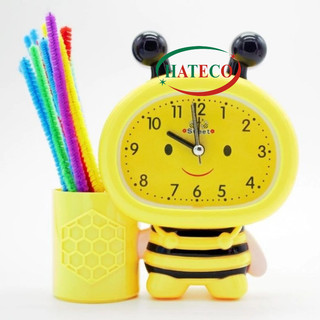 ĐỒNG HỒ  BÁO THỨC ĐỂ BÀN CHO BÉ - ĐỒNG HỒ ĐỂ BÀN HÌNH CON ONG - ĐỒNG HỒ CẮM BÚT CÓ CHUÔNG BÁO THỨC