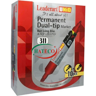 5 Bút lông dầu hai đầu Leaderart LA 311 (Thương hiệu Nhật) Bút Không xóa được 2 đầu cỡ lớn LA311