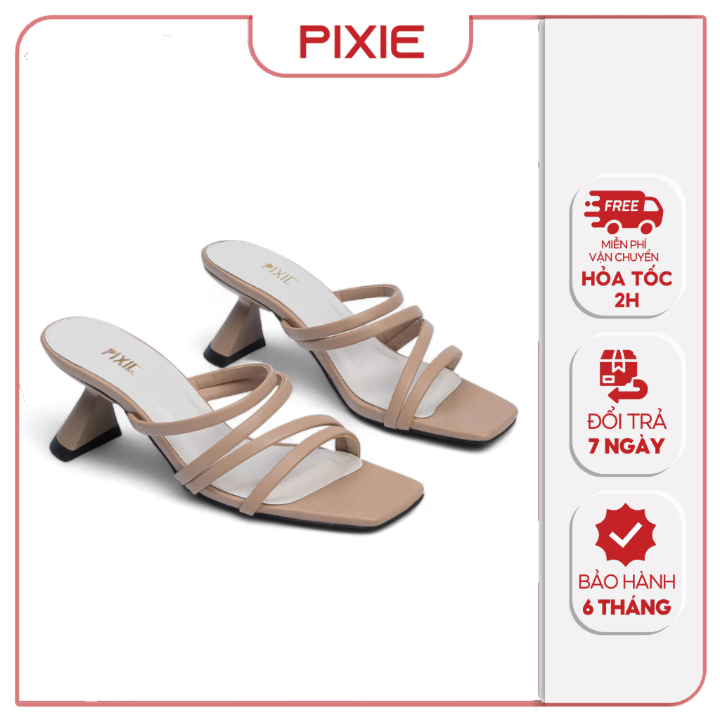 [Form nhỏ tăng size] Guốc Cao Gót Nữ 6cm Quai Sợi Pixie H066