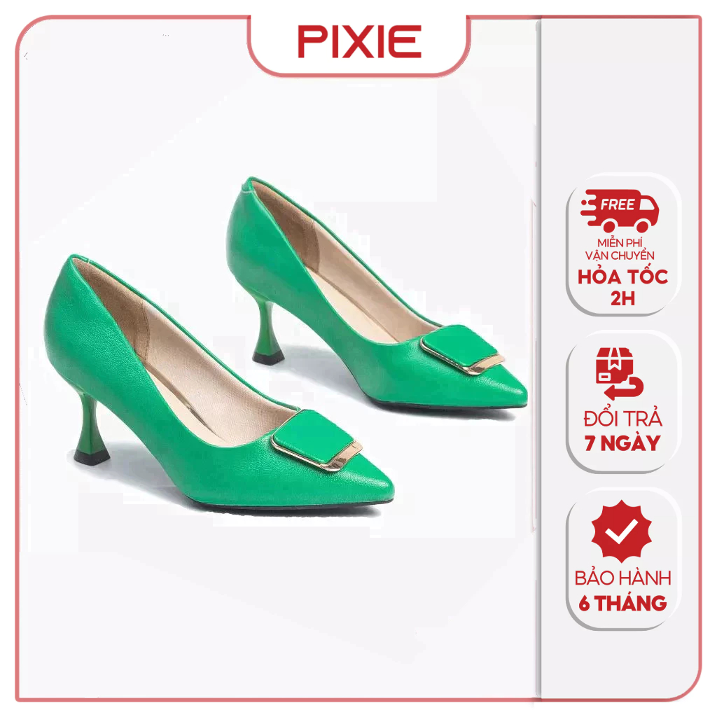 Giày Cao Gót Nữ 7cm Phối Khóa Pixie H106