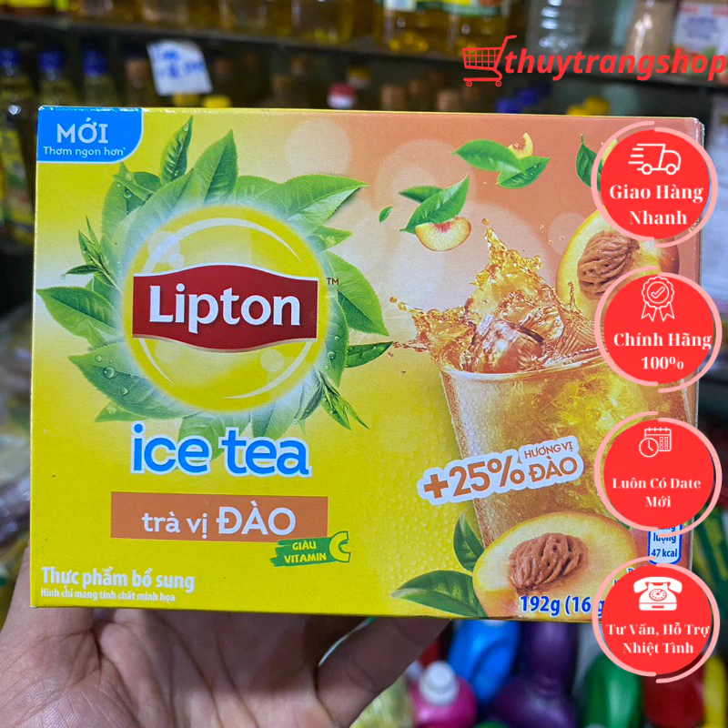 Lipton Ice Tea Vị Đào Và Chanh Hộp 16gói