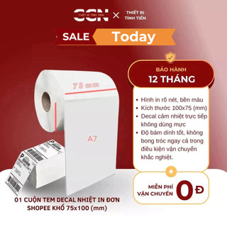 01 cuộn tem nhiệt khổ 75x100 in đơn shopee, sàn thương mại điện tử, in tem giao vận - In rõ nét bền màu