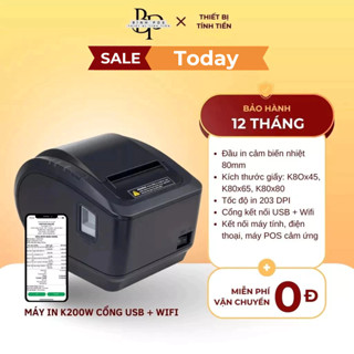 [CÓ XUẤT VAT] [CÓ GIAO HỎA TỐC] Máy in K200W cổng USB + WIFI | Máy in bình luận, in hóa đơn kết nối điện thoại, máy tính