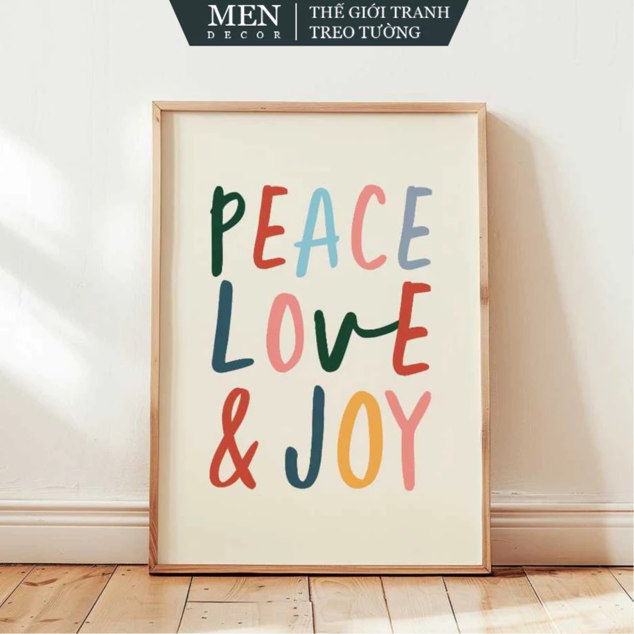 Tranh treo tường, Peace Love Joy Christmas Wall Art, Holiday Wall Art, Retro Xmas Decor, Living Room