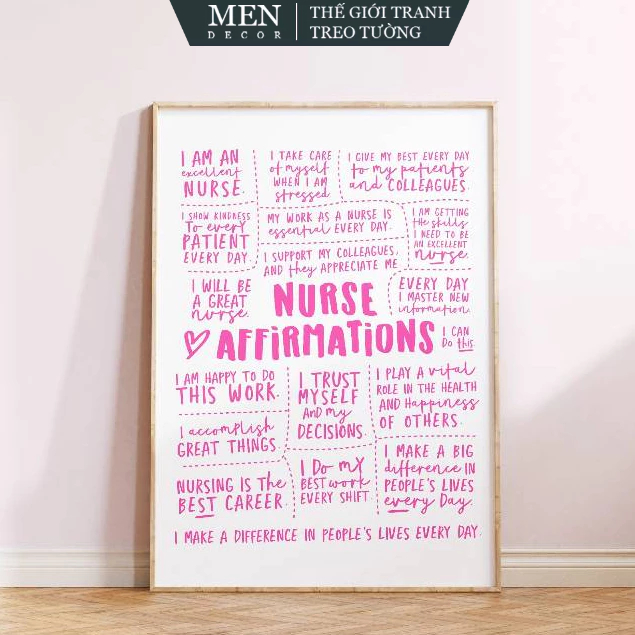 Tranh treo tường, Nurse Daily Affirmations able Wall Art - Inspirational for Nursing Students - Inst