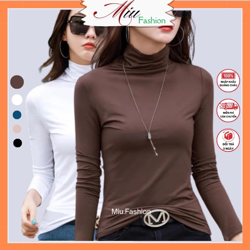 [Size S-3XL] Áo giữ nhiệt nữ cổ cao 5cm hàng Quảng Châu siêu ấm