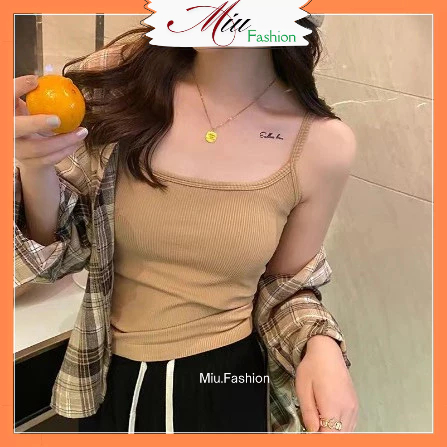 [Hàng Quảng Châu] Áo 2 dây nữ có mút ngực chất thun cotton tăm siêu dày đẹp MS1117