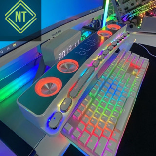 Loa Bluetooth LED RGB quang phổ 10 chế độ Led cao cấp - Tích hợp Đồng hồ + Nhiệt độ, Kết nối PC, TV - Soaiy SH39 cao cấp