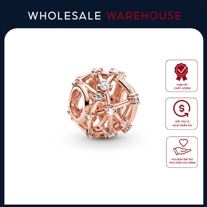 Charm xỏ Pan Sparkling Lozenge màu vàng hồng 1519 - Charm Chuẩn Bạc S925