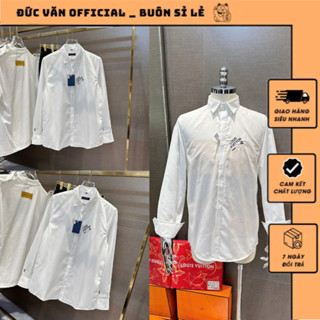  Áo Sơ Mi Nam Lờ Vê Bản Trơn Phối Chữ Thêu Ngực Siêu Nét_Áo Somi  Nam Nữ Chất Vải Lụa Nến Chất Mát Fom Chuẩn 