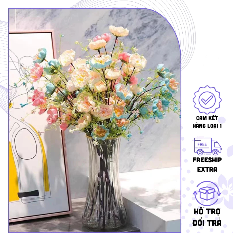  COMBO Hoa Trà Gạo Cổ Chiều Dài 60cm - Hoa Trà Gạo Cổ Nhiều Màu Cắm Lọ Để Bàn Trang Trí Phòng Khách Decor Nhà Cửa 