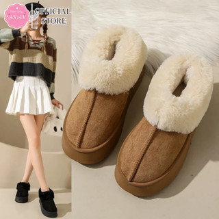 Giày sục lông nữ đế cao hàng QCCC màu nâu bò