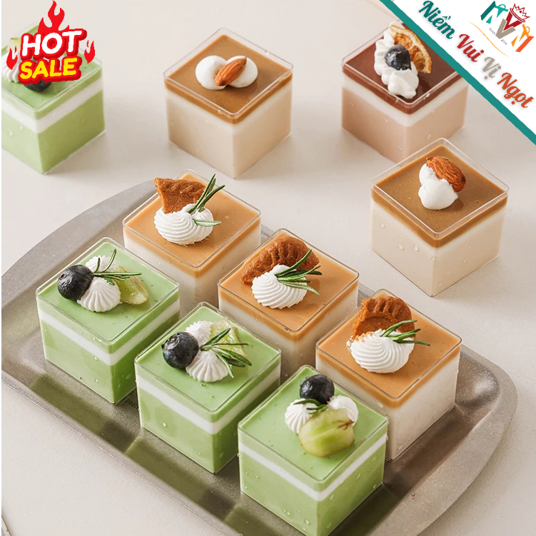 50 Ly Mousse Vuông Đựng Bánh Lạnh, Mousse, Ly Sự Kiện - Không Nắp - 4245
