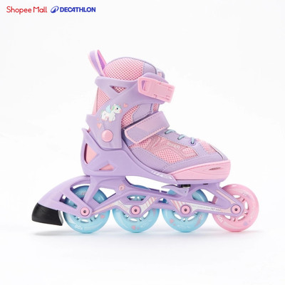 Giày trượt patin cho trẻ em 1 hàng bánh fit3 tím/hồng DECATHLON OXELO mã 8640568
