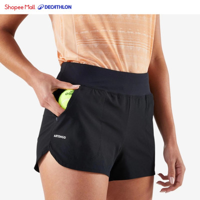 Quần short tennis pickleball nữ co giãn và nhanh khô DECATHLON TSH Light đen mã 8810311