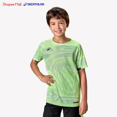 Áo thun đá bóng trẻ em DECATHLON Viralto Wave vàng neon/xám/đen mã 8911635