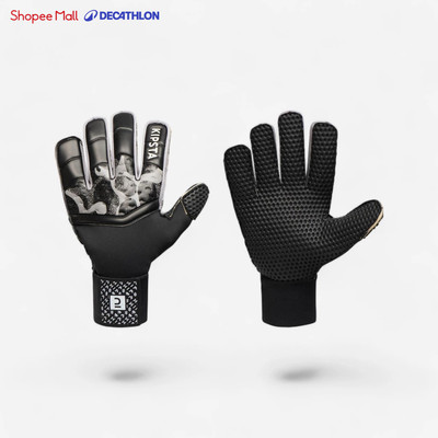 Găng tay thủ môn cho người lớn siêu bền DECATHLON F100 Superresist đen/xám mã 8841723