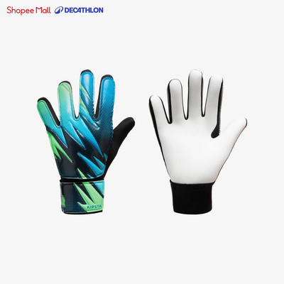 Găng tay thủ môn bóng đá trẻ em DECATHLON First xanh dương/đen/xanh lá mã 8886767
