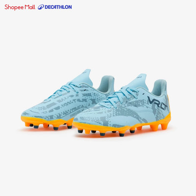 Giày đá bóng sân cỏ tự nhiên và nhân tạo buộc dây DECATHLON Viralto I Easy FG xanh/cam mã 8917500