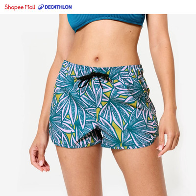 Quần short lướt sóng nữ thoải mái DECATHLON Tini xanh dương/họa tiết mã 8915786